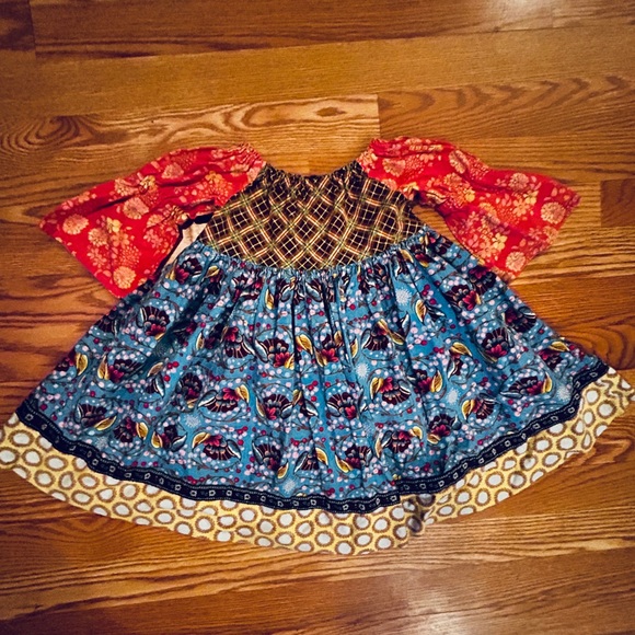 Pish Posh Girls Mixed Print Long Sleeve Cotton Dress Size 4T Matilda Jane Style - Picture 6 of 14